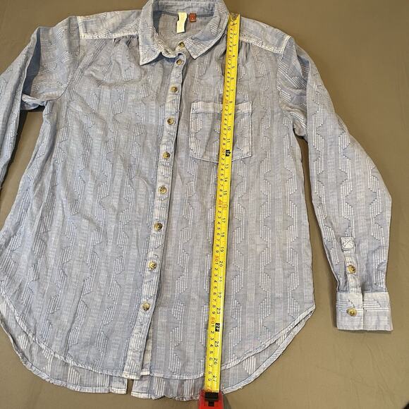 Anthropologie Pilcro Theresa Lace-Up Back Button Shirt Top Blue Size Small - Picture 8 of 9